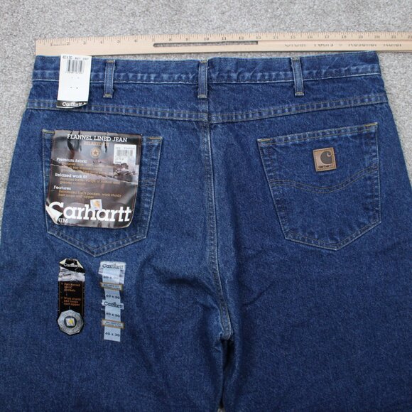 Carhartt Flannel Lined Jeans NWT Mens 40x30 Blue Relaxed Fit 5-Pocket Denim - Picture 6 of 16
